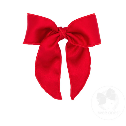 Wee Ones Red Satin Bowtie with Twisted Wrap and Whimsy Tails