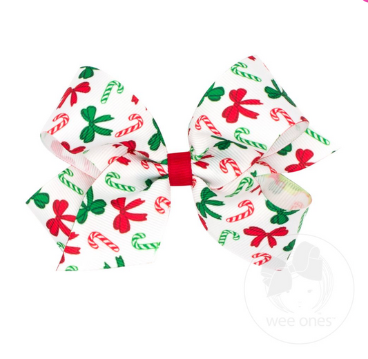 Wee Ones Candy Cane Grosgrain Hair Bow