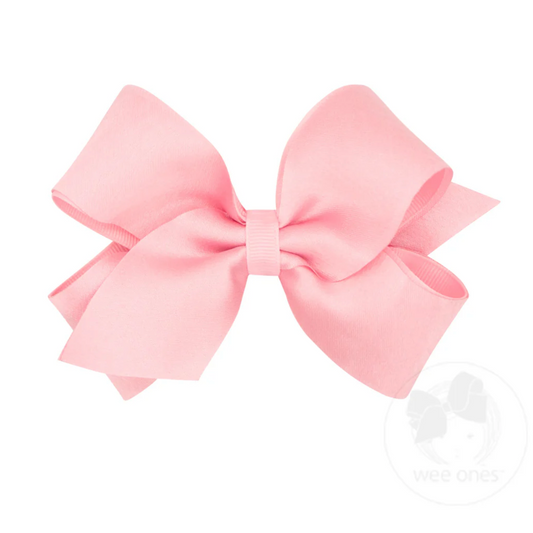 Wee Ones Light Pink Crepe Satin with Grosgrain Underlay Hair Bow