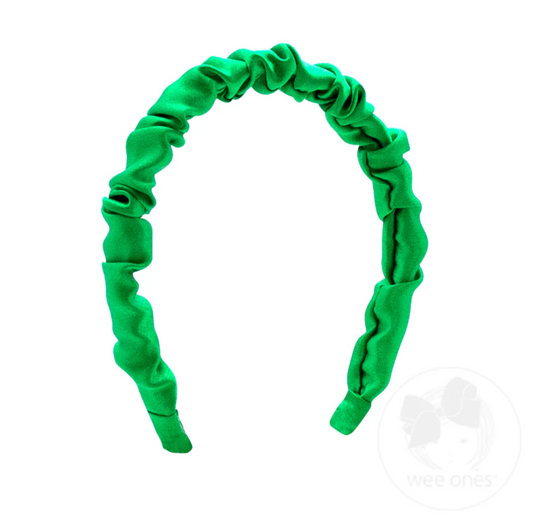 Wee Ones Green Crepe Satin Ruffled Headband