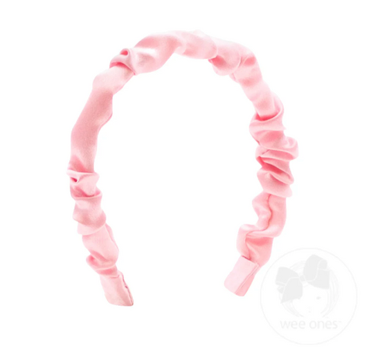 Wee Ones Light Pink Crepe Satin Ruffled Headband