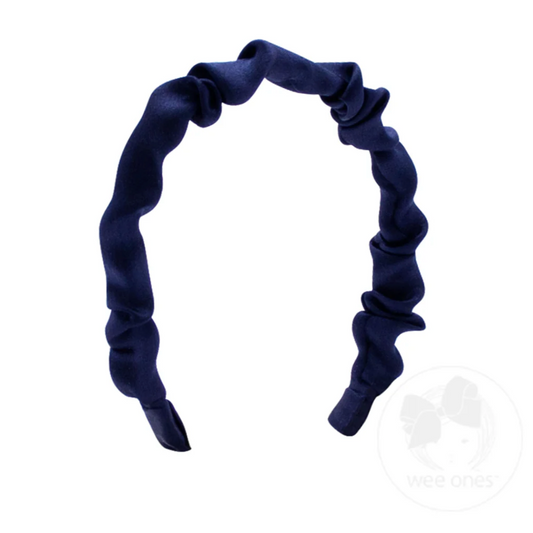 Wee Ones Pea Coat Crepe Satin Ruffled Headband