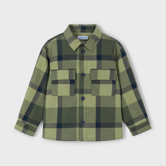 Mayoral Boy Green Plaid Overshirt