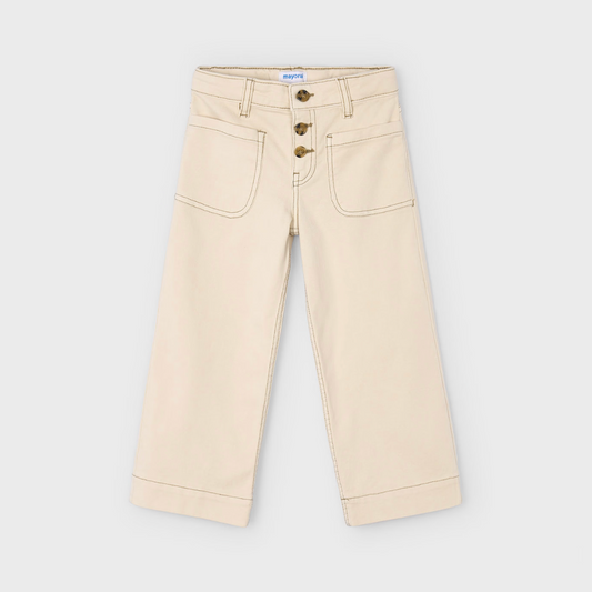 Mayoral Girl Almond Wide Leg Twill Pants