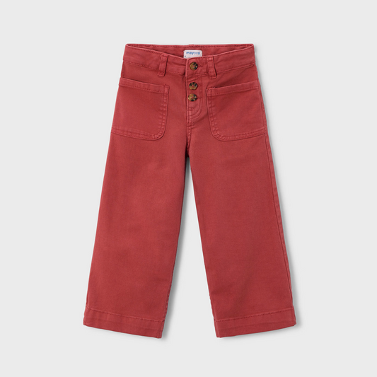 Mayoral Girl Brick Red Wide Leg Twill Pants