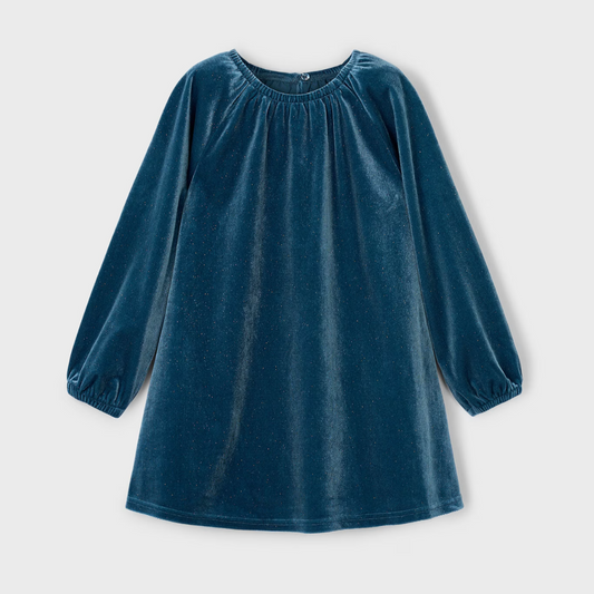Mayoral Girl Blue Sparkle Velvet Dress