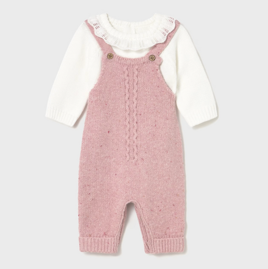 Mayoral Baby Girl Pink Overall Sweater Set