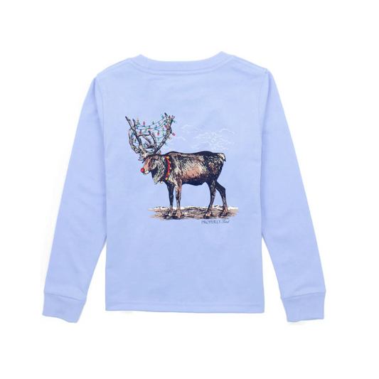 Properly Tied Reindeer on Light Blue