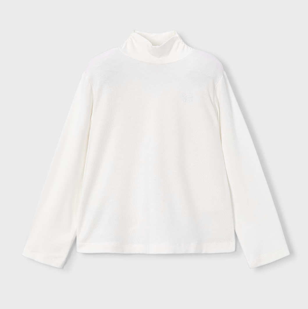 Mayoral Girl Cream Mock Neck Tee