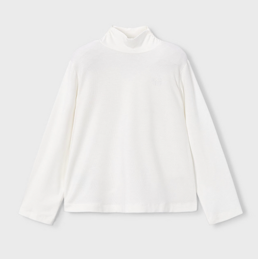 Mayoral Girl Cream Mock Neck Tee