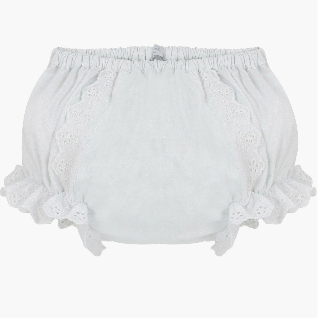 Girls Bloomers - Ruffled White Eyelet