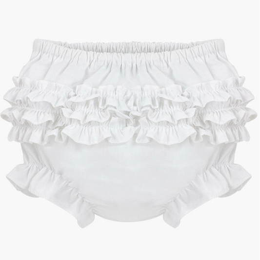 Girls Bloomers - White Ruffle