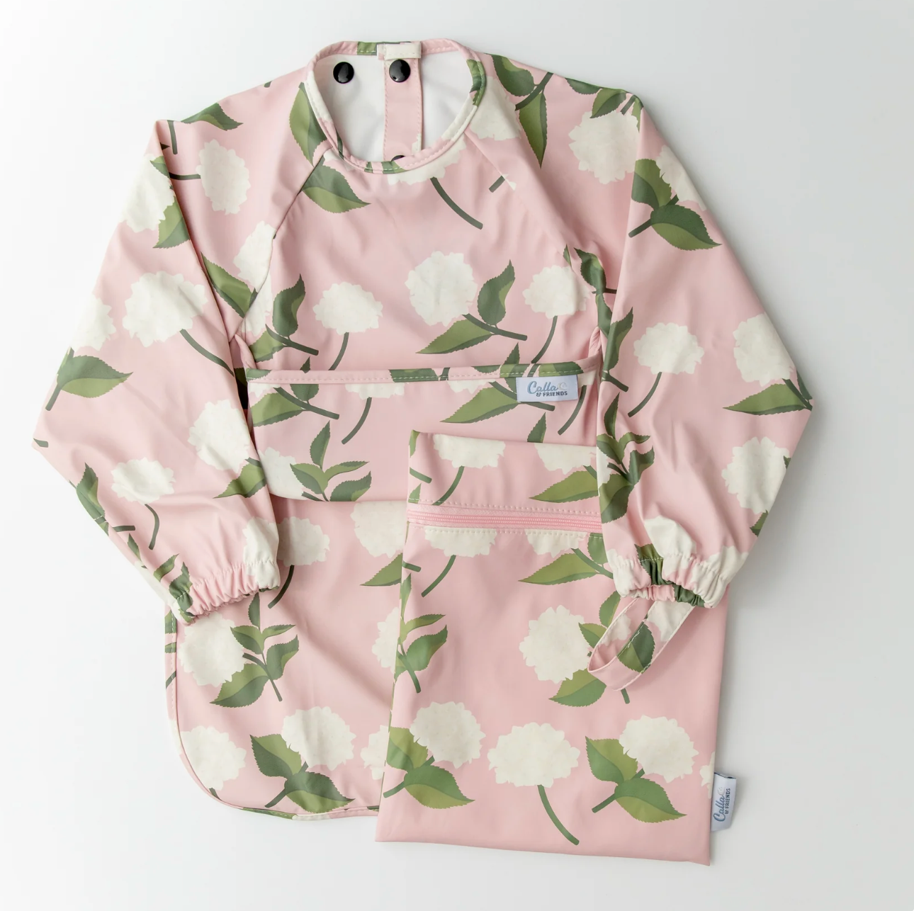 Calla & Friends Pink Hydrangeas Grayson Long Sleeve Bib