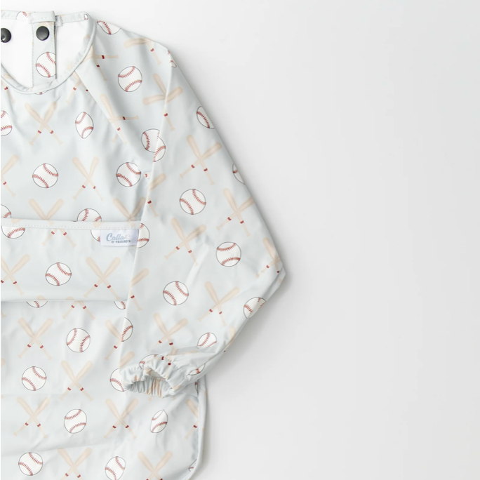 Calla & Friends Gray Baseball Grayson Long Sleeve Bib