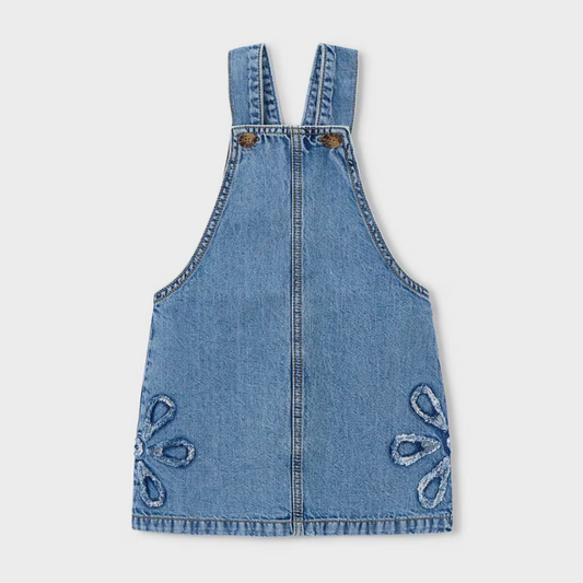 Mayoral Girl Flower Denim Overall Dress