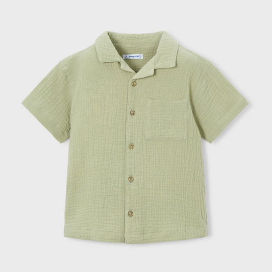 Mayoral Boy Green Gauze Polo Shirt