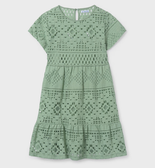 Mayoral Tween Green Eyelet Dress