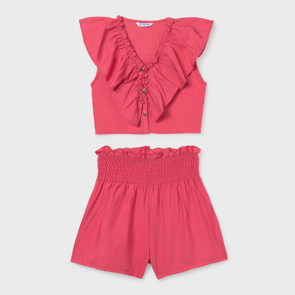 Mayoral Tween Piper Pink Ruffe Top and Short Set