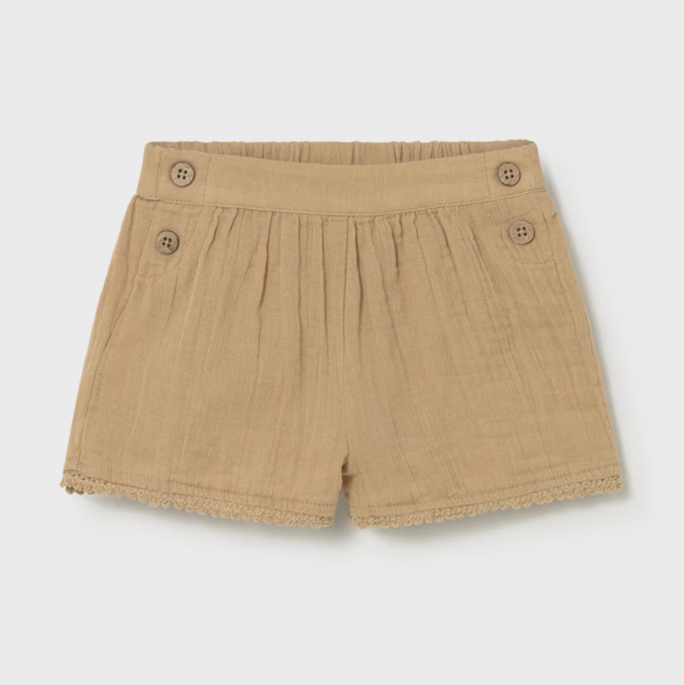 Mayoral Baby Girl Caramel Gauze Shorts