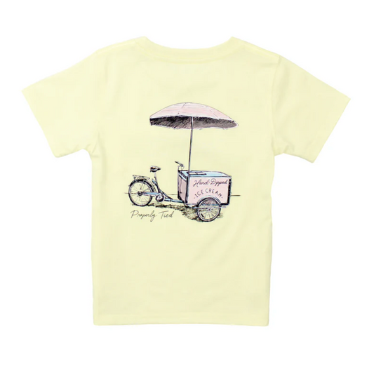 Properly Tied Girls Ice Cream Cart on Light Yellow