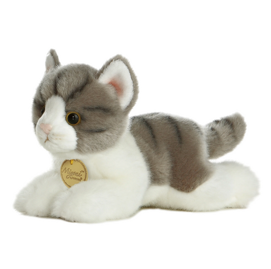 Aurora® - Miyoni® - 8" Grey Tabby Cat Stuffed Animal