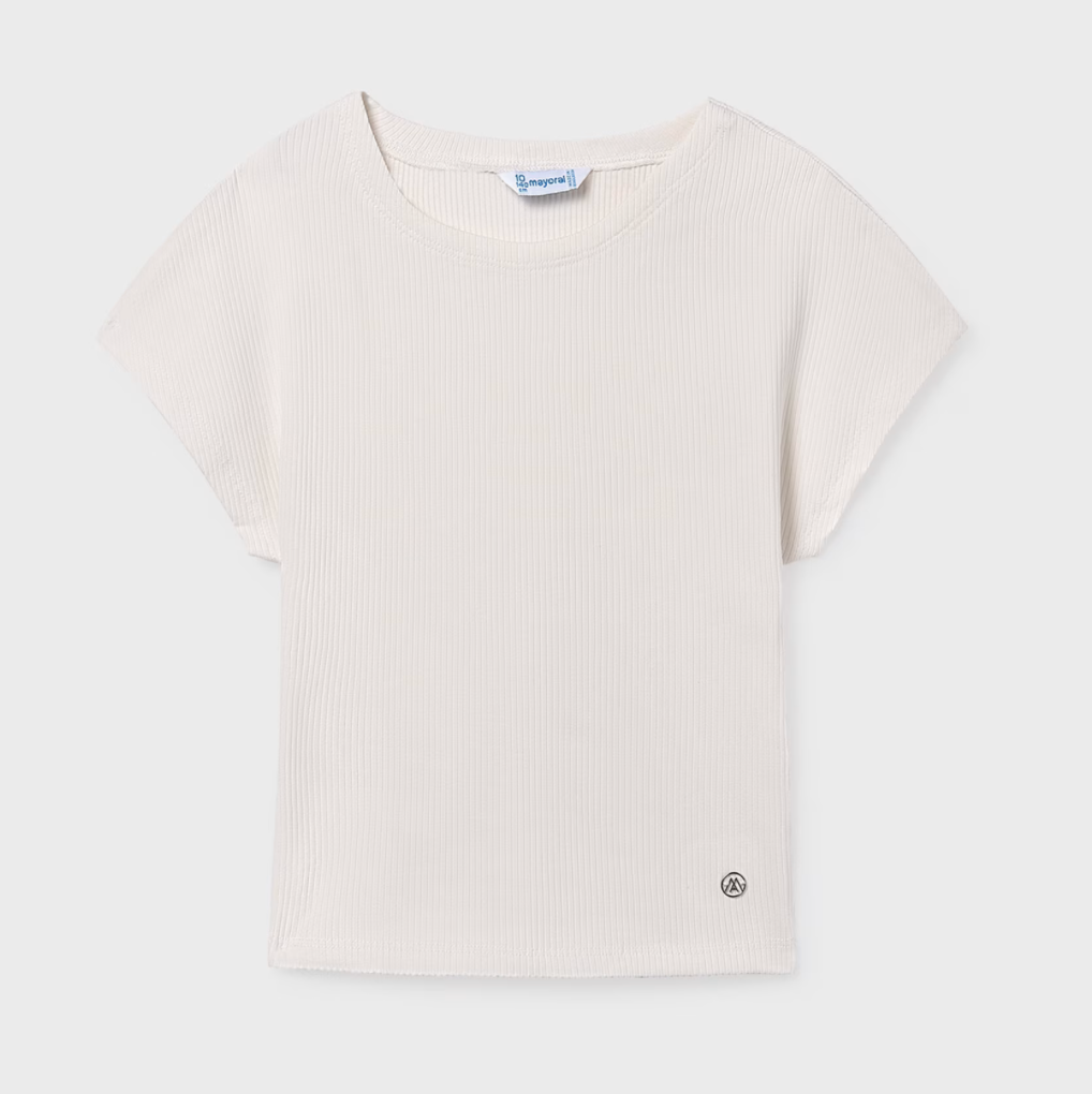 Mayoral Tween Ivory Ribbed Shirt