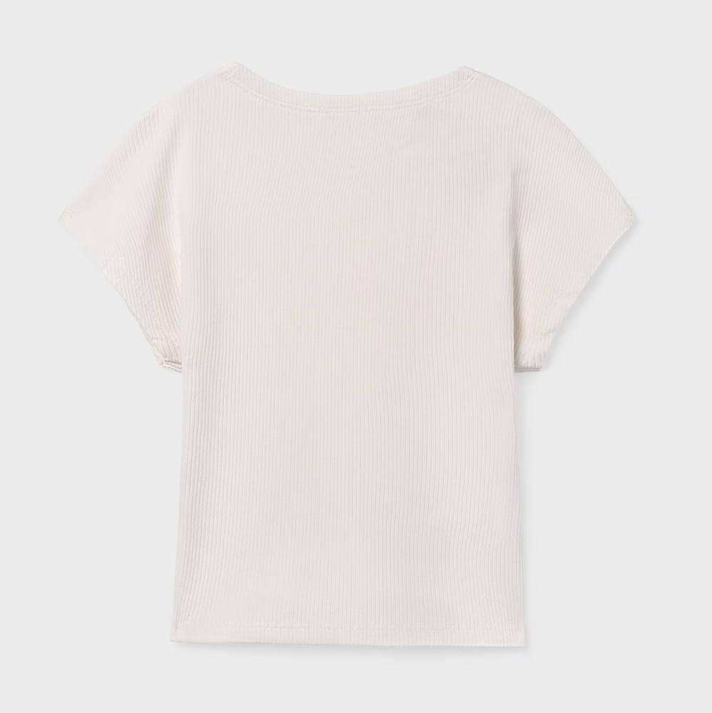 Mayoral Tween Ivory Ribbed Shirt