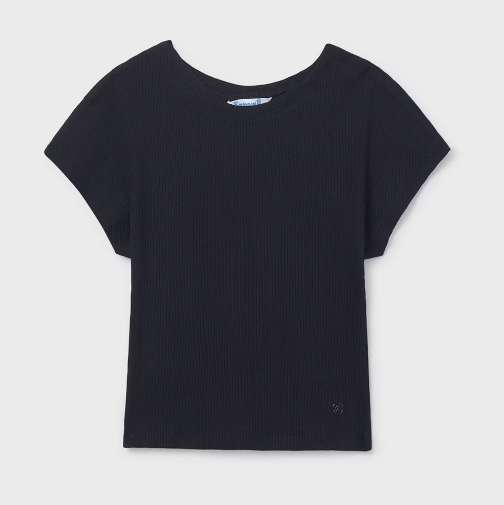 Mayoral Tween Black Ribbed Shirt