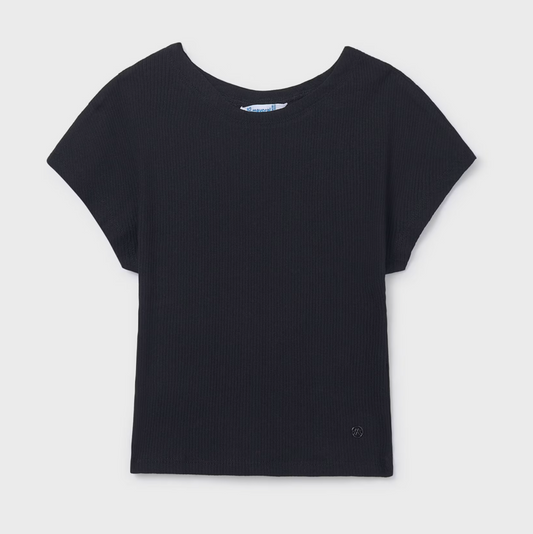 Mayoral Tween Black Ribbed Shirt