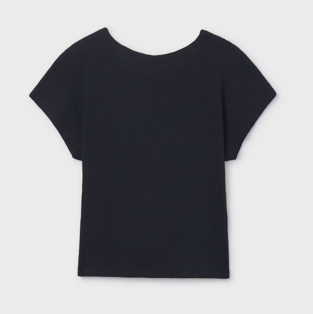 Mayoral Tween Black Ribbed Shirt