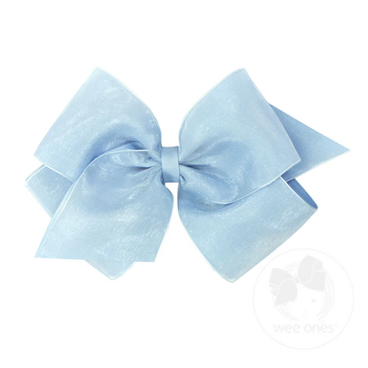 Wee Ones Blue Organza and Grosgrain Overlay Hair Bow