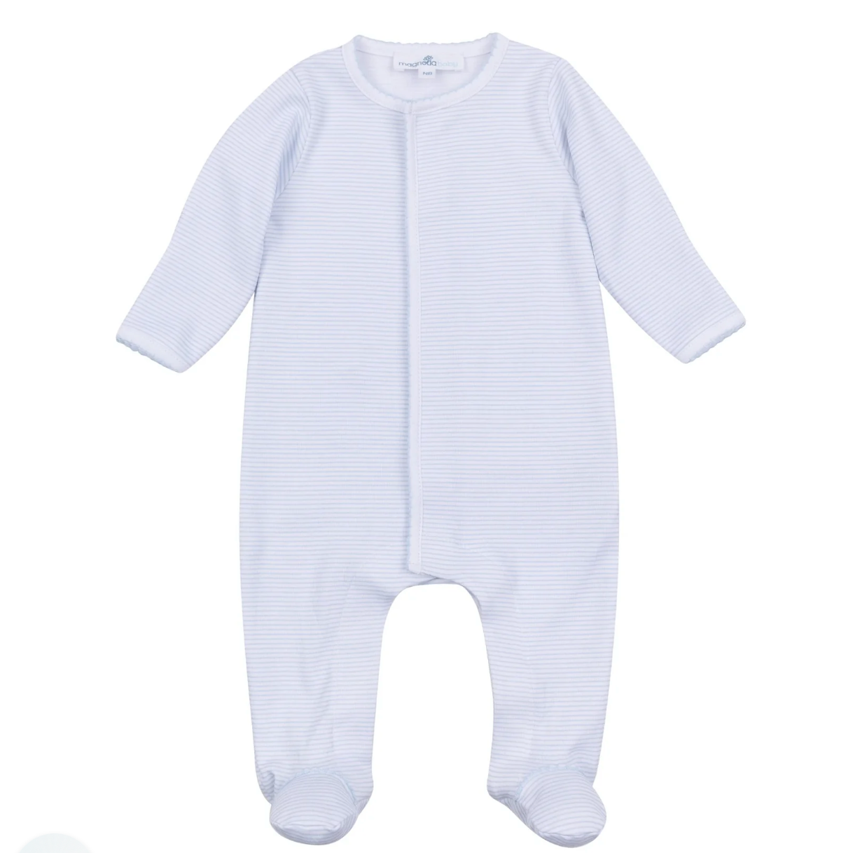Magnolia Baby Light Blue Mini Stripes Footie