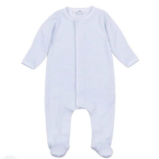 Magnolia Baby Light Blue Mini Stripes Footie
