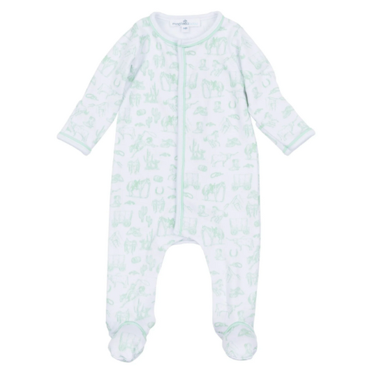 Magnolia Baby Celery Wild West Toile Footie