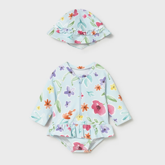 Mayoral Baby Girl Blue Floral Swimsuit
