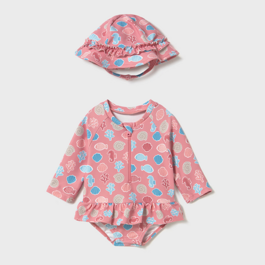 Mayoral Baby Girl Pink Shell Swimsuit