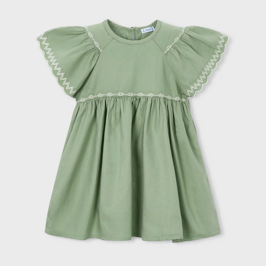 Mayoral Girl Gwen Green Embroidered Dress