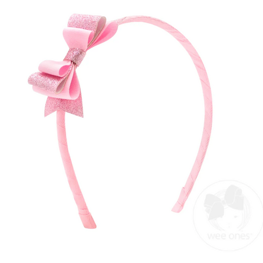 Wee Ones Pearl Pink Glitter and Grosgrain Headband