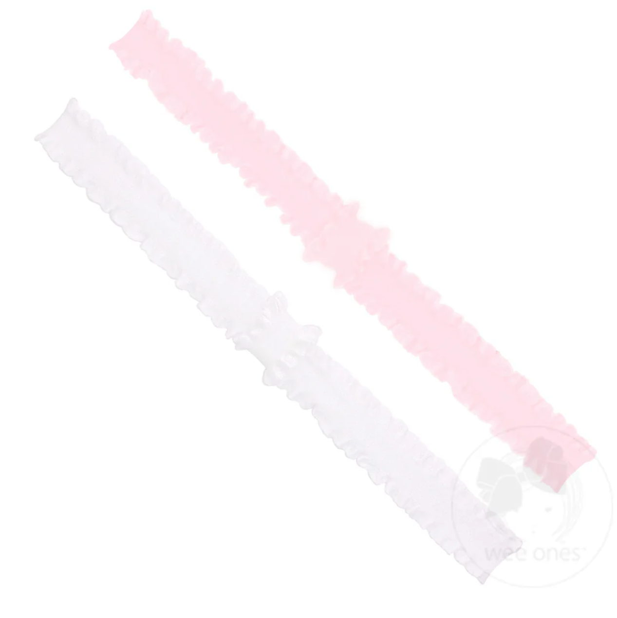 Wee Ones Light Pink/White Add-A-Bow Ruffle Baby Bands