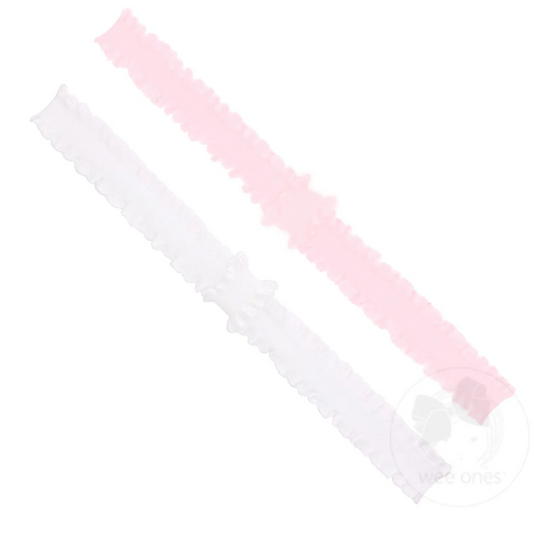 Wee Ones Light Pink/White Add-A-Bow Ruffle Baby Bands