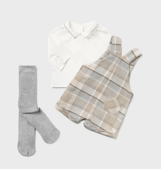 Mayoral Baby Boy Teddy Plaid Jon Jon Set