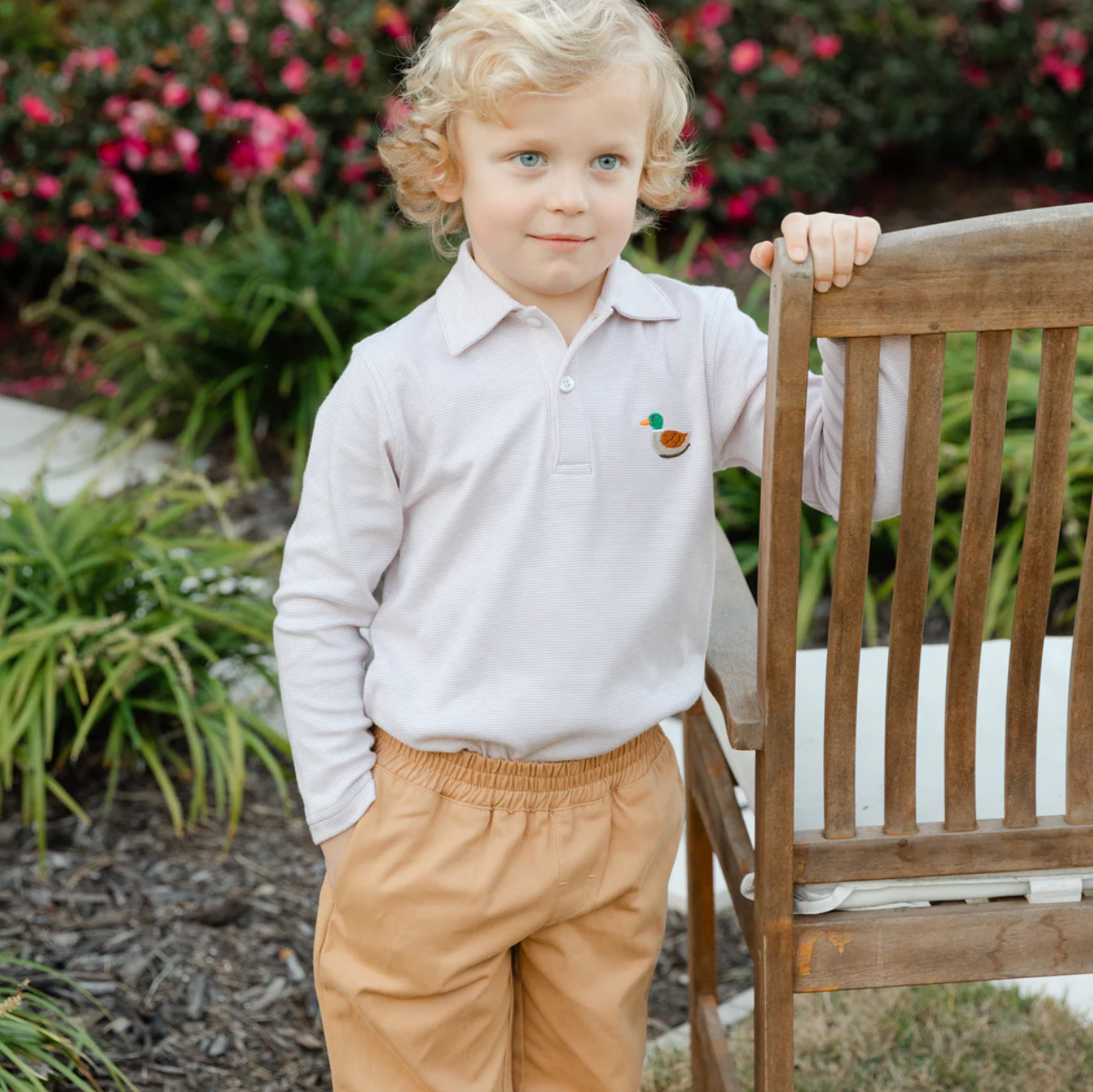 Bailey Boys Duck Embroidered Knit Microstripe Polo