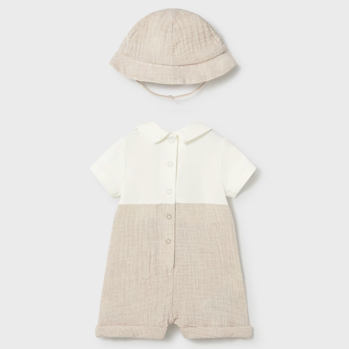 Mayoral Baby Boy Natural Gauze Overall with Hat