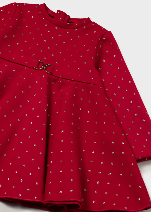Mayoral Girls Red Dress with Sparkles