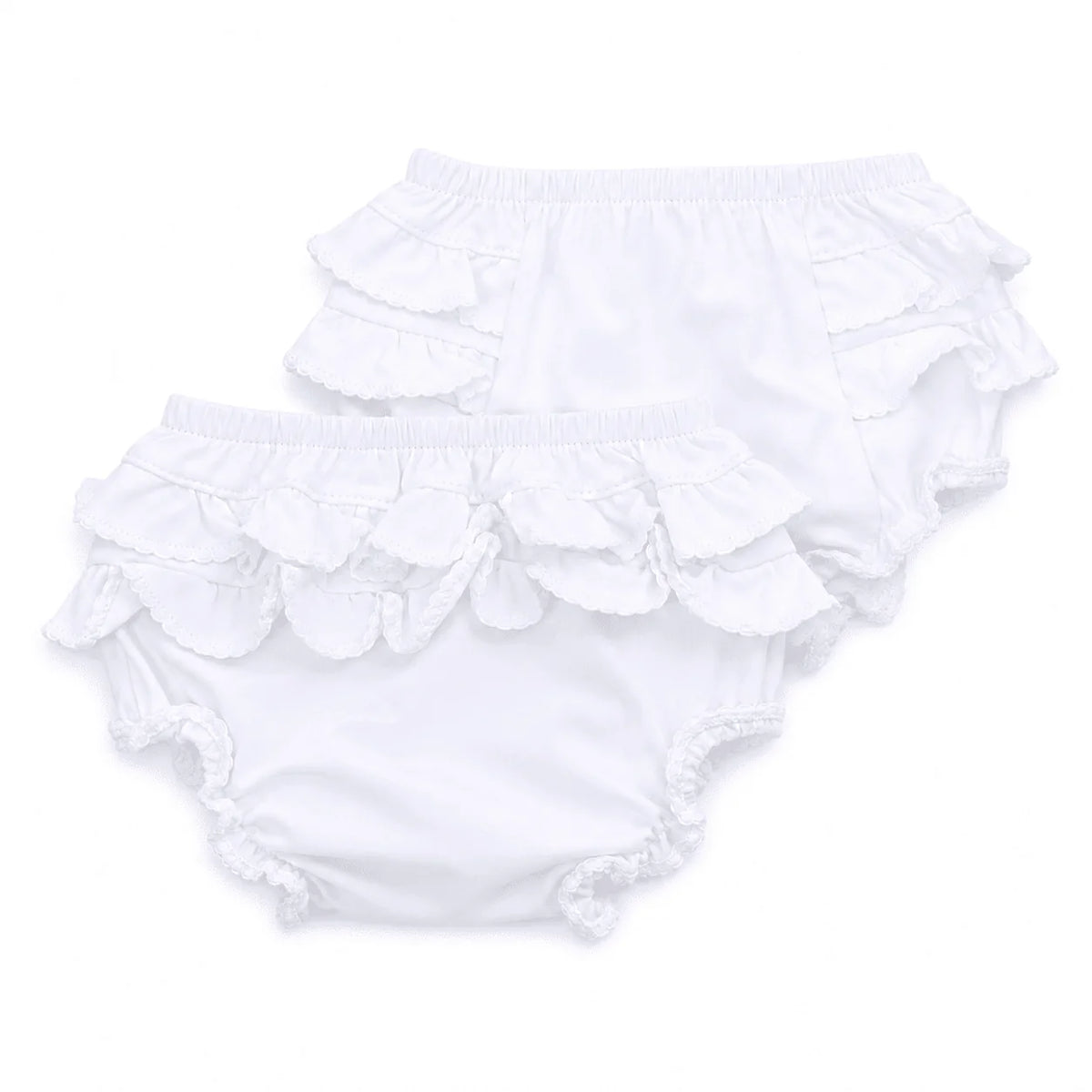 Magnolia Baby Essentials White Ruffle Diaper Cover with White Trim