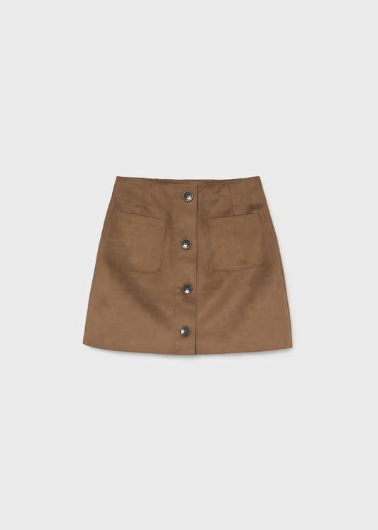 Mayoral Tween Caramel Suede Skirt