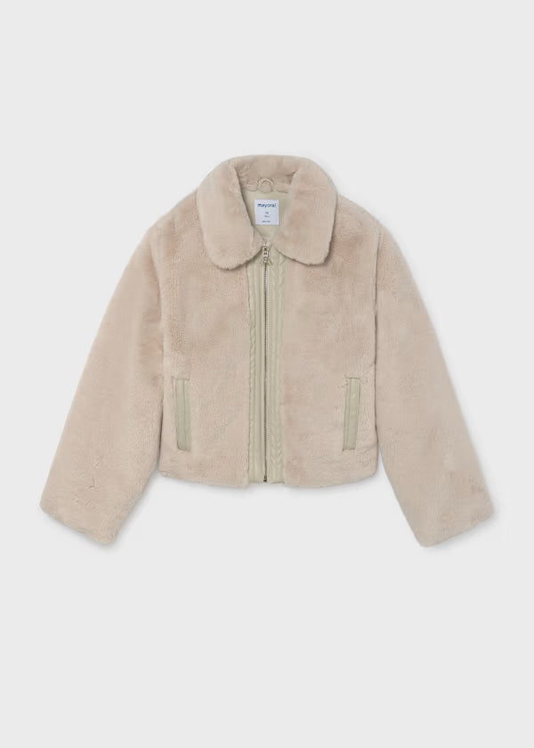 Mayoral Tween Stone Fur Coat
