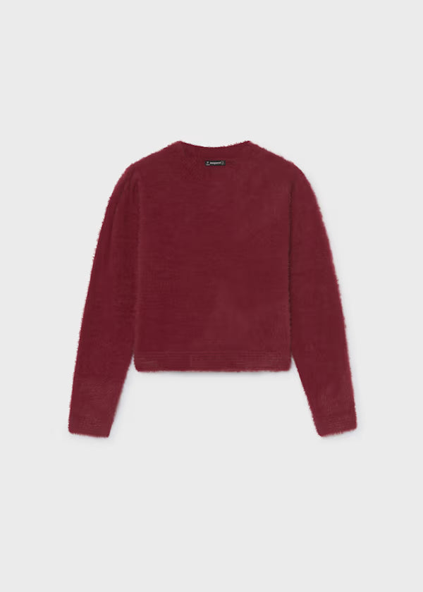 Mayoral Tween Girl Maroon Fuzzy Sweater