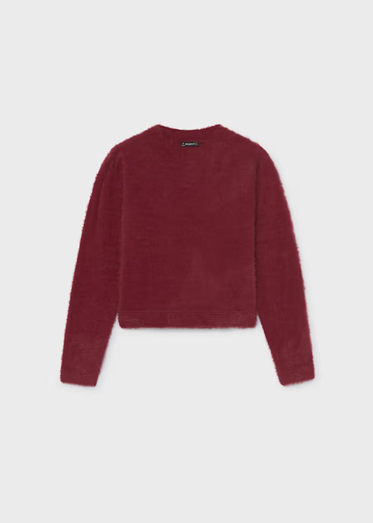 Mayoral Tween Girl Maroon Fuzzy Sweater
