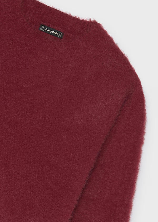 Mayoral Tween Girl Maroon Fuzzy Sweater